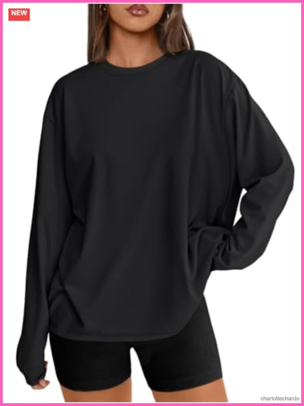 Oversized Long Sleeve T-Shirt Crew Neck Relaxed Fit Basic Tee Fall Casual Top